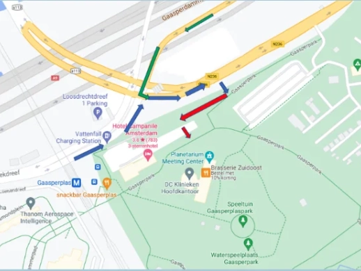 Route Google maps Planetarium